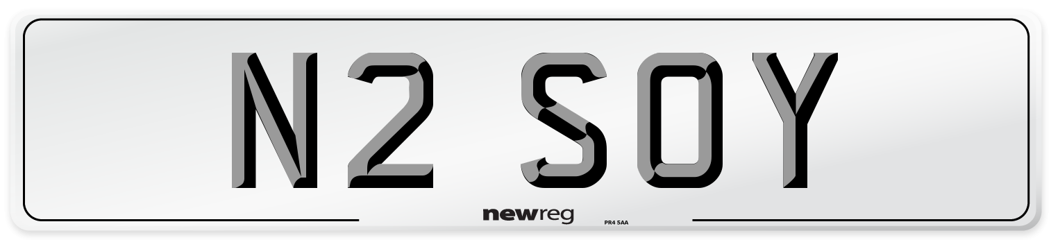 N2 SOY Number Plate from New Reg